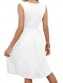 Best Women's Mini Dress Summer Dress Casual Daily Regular Fit Solid Color Sleeveless U Neck Black White Royal Blue Sky Blue Summer Women Sundresses