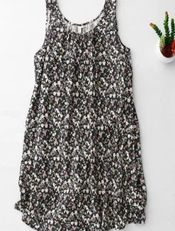 New Women's Mini Dress Summer Dress Bodycon Dress Casual Daily Regular Fit Floral Graphic Sleeveless U Neck Black Beige Summer Women Sundresses|Dresses