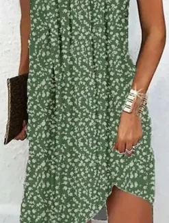 Women's Mini Dress Summer Dress Casual Daily Regular Fit Floral Graphic Sleeveless V Neck Red Navy Blue Green Gray Summer Women Sundresses