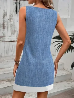 Clearance Women's Mini Dress Sundress A Line Dress Summer Dress Vacation Casual Daily Regular Fit Floral Graphic Sleeveless U Neck Navy Blue Blue Summer Women T Shirt Dresses