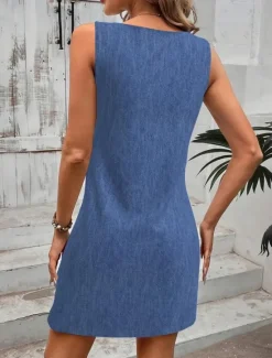Clearance Women's Mini Dress Sundress A Line Dress Summer Dress Vacation Casual Daily Regular Fit Floral Graphic Sleeveless U Neck Navy Blue Blue Summer Women T Shirt Dresses