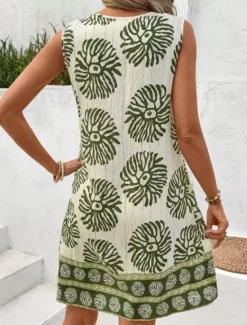 Hot Women's Mini Dress Sundress Vacation Boho Going out Beach Standard Fit Floral Graphic Paisley Sleeveless Crewneck Black Green Summer Spring Women T Shirt Dresses