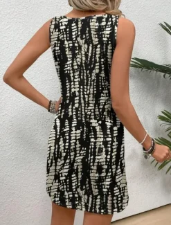 Clearance Women's Mini Dress Sundress A Line Dress Vacation Casual Beach Vacation Daily Beach Loose Fit Ombre Graphic Geometric Sleeveless Crew Neck Black Gray Summer Spring Women Sundresses