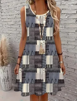 Best Women's Mini Dress Sundress A Line Dress Off The Shoulder Dress Vacation Casual Boho Holiday Beach Regular Fit Ombre Graphic Animal Sleeveless Crew Neck Summer Spring Women Sundresses