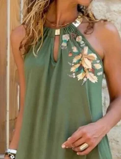 Discount Women's Mini Dress Sundress A Line Dress Off The Shoulder Dress Vacation Casual Boho Cocktail Party Regular Fit Floral Graphic Sleeveless Crewneck Summer Spring Women Vacation Dresses