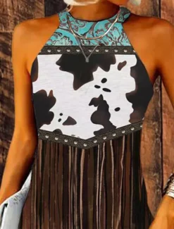 Sale Women's Mini Dress Sundress Halter Dress Off The Shoulder Dress Vacation Casual Outdoor Party Going out Standard Fit Graphic Tribal Ethnic Sleeveless Halter Neck Summer Spring Women Vacation Dresses