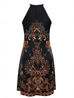 Sale Women's Mini Dress Sundress Halter Dress Off The Shoulder Dress Vacation Casual Daily Regular Fit Floral Graphic Tribal Sleeveless Halter Neck Summer Women Vacation Dresses