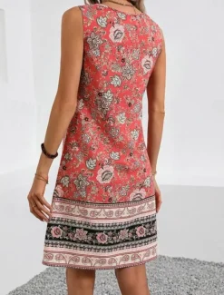 Hot Women's Mini Dress Sundress Summer Dress Vacation Casual Vacation Daily Regular Fit Floral Graphic Tribal Sleeveless Crew Neck Summer Women T Shirt Dresses