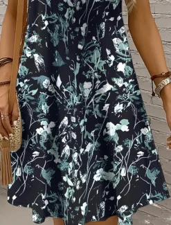 New Women's Mini Dress Sundress A Line Dress Summer Dress Vacation Casual Regular Fit Floral Graphic Abstract Sleeveless U Neck Scoop Neck Black And White Red Blue Purple Summer Spring Women Sundresses