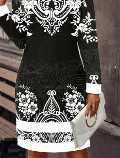 Sale Women's Mini Dress Sweatshirt Dress Winter Dress Corset Dress Sheath Dress Elegant Stylish Vacation Party Street Regular Fit Floral Long Sleeve Crew Neck Summer Fall Winter Women Cocktail Dress