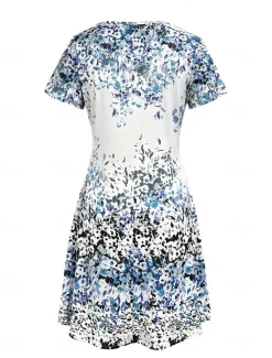 Outlet Women's Mini Dress T Shirt Dress Tee Dress Sundress A Line Dress Vacation Casual Boho Going out Beach Regular Fit Floral Graphic Short Sleeve V Neck Summer Spring Women Vacation Dresses