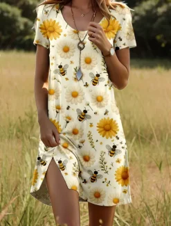 Sale Women's Mini Dress T Shirt Dress Tee Dress A Line Dress Summer Dress Vacation Casual Daily Weekend Regular Fit Floral Graphic Animal Short Sleeve Crew Neck Summer Spring Women T Shirt Dresses