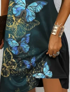 Hot Women's Mini Dress T Shirt Dress Tee Dress A Line Dress Summer Dress Vacation Casual Holiday Regular Fit Graphic Animal Butterfly Short Sleeve Crew Neck Yellow Red Blue Purple Summer Spring Women T Shirt Dresses