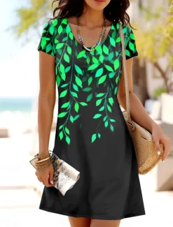 Clearance Women's Mini Dress T Shirt Dress Tee Dress A Line Dress Summer Dress Casual Daily Regular Fit Floral Graphic Short Sleeve Crewneck Blue Purple Green Summer Spring Women T Shirt Dresses