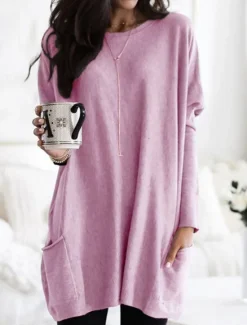 Women's Mini Dress T Shirt Dress Tee Dress Shift Dress Casual Outdoor Daily Holiday Regular Fit Plain Long Sleeve V Neck White Pink Navy Blue Blue Summer Women T Shirt Dresses