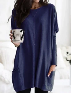 Women's Mini Dress T Shirt Dress Tee Dress Shift Dress Casual Outdoor Daily Holiday Regular Fit Plain Long Sleeve V Neck White Pink Navy Blue Blue Summer Women T Shirt Dresses