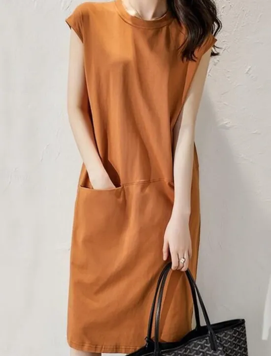 Discount Women's Mini Dress T Shirt Dress Tee Dress Shift Dress Summer Dress Casual Daily Regular Fit Solid Color Sleeveless Crew Neck Black Khaki Summer Women Sundresses