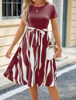 Hot Women's Mini Dress T Shirt Dress Tee Dress A Line Dress Athletic Dress Casual Vacation Street Casual Regular Fit Graphic Short Sleeve Crew Neck Black Wine Navy Blue Sky Blue Summer Women T Shirt Dresses