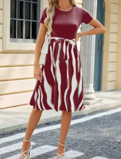 Hot Women's Mini Dress T Shirt Dress Tee Dress A Line Dress Athletic Dress Casual Vacation Street Casual Regular Fit Graphic Short Sleeve Crew Neck Black Wine Navy Blue Sky Blue Summer Women T Shirt Dresses
