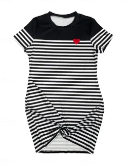 Clearance Women's Mini Dress T Shirt Dress Tee Dress Stylish Casual Vacation Daily Regular Fit Stripe Short Sleeve Crew Neck Summer Women T Shirt Dresses