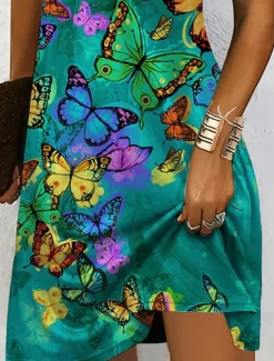 Women's Mini Dress T Shirt Dress Tee Dress A Line Dress Summer Dress Vacation Casual Holiday Regular Fit Floral Graphic Animal Short Sleeve Crew Neck Yellow Red Blue Purple Summer Spring Women T Shirt Dresses