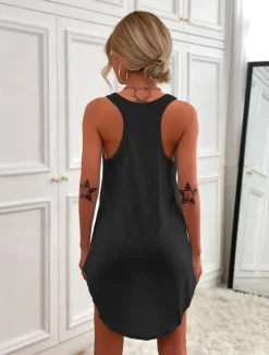 Clearance Women's Mini Dress T Shirt Dress Tee Dress Shift Dress Slip Dress Casual Vacation Casual Daily Regular Fit Graphic Sleeveless U Neck Magenta Black White Yellow Summer Women Sundresses