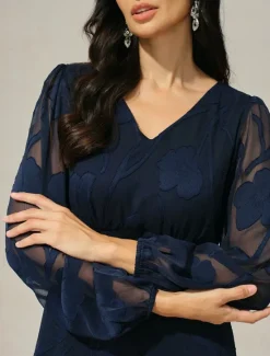 Discount Women's Mini Dress Vintage Dress Casual Dress Vintage Casual Formal Formal Christmas Party Regular Fit Long Sleeve V Neck Fall Winter Women Chiffon Dresses|Work Dresses