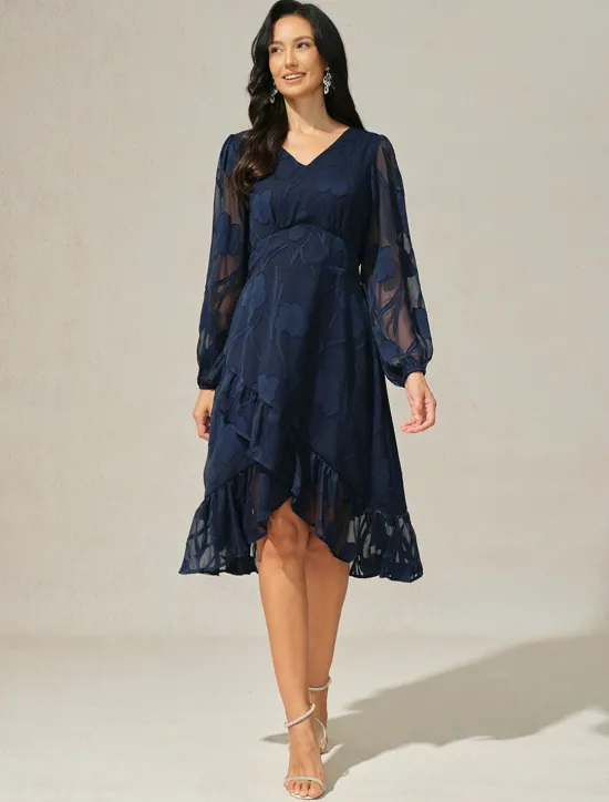 Discount Women's Mini Dress Vintage Dress Casual Dress Vintage Casual Formal Formal Christmas Party Regular Fit Long Sleeve V Neck Fall Winter Women Chiffon Dresses|Work Dresses