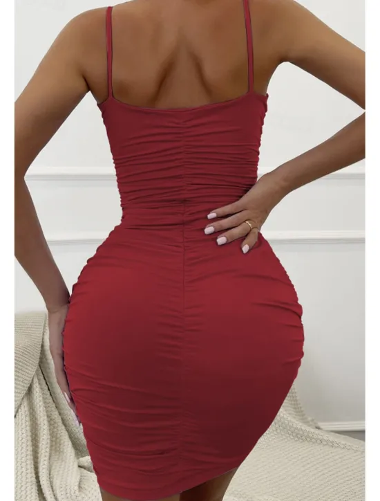 New Women's Mini Dress White Dress Graduation Dress Bodycon Slip Dress Fashion Party Birthday Date Regular Fit Plain Sleeveless Spaghetti Strap Black White Wine Red Summer Women White Dresses