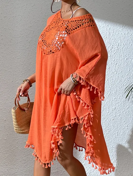 Best Women's Mini Dress White Dress Lace Dress Shirt Dress Summer Dress Streetwear Basic Casual Vacation Street Holiday Regular Fit 3/4 Length Sleeve Crew Neck Black White Blue Orange Summer Women White Dresses