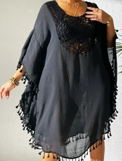 Best Women's Mini Dress White Dress Lace Dress Shirt Dress Summer Dress Streetwear Basic Casual Vacation Street Holiday Regular Fit 3/4 Length Sleeve Crew Neck Black White Blue Orange Summer Women White Dresses