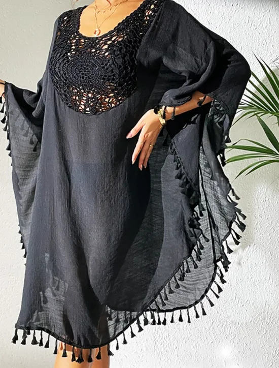 Best Women's Mini Dress White Dress Lace Dress Shirt Dress Summer Dress Streetwear Basic Casual Vacation Street Holiday Regular Fit 3/4 Length Sleeve Crew Neck Black White Blue Orange Summer Women White Dresses