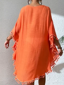 Best Women's Mini Dress White Dress Lace Dress Shirt Dress Summer Dress Streetwear Basic Casual Vacation Street Holiday Regular Fit 3/4 Length Sleeve Crew Neck Black White Blue Orange Summer Women White Dresses