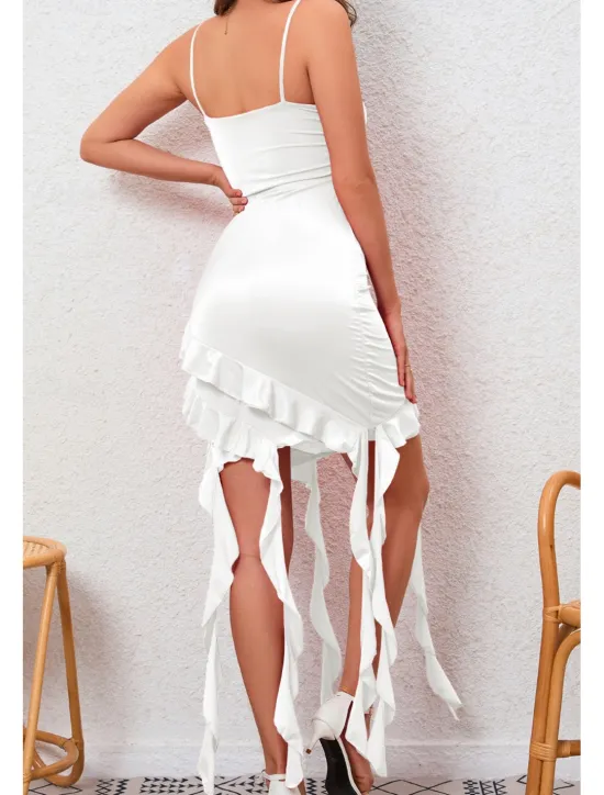 Hot Women's Mini Dress White Dress Graduation Dress Homecoming Dress Bodycon Fashion Birthday Graduation Date Regular Fit Plain Sleeveless Spaghetti Strap Black White Red Purple Summer Women White Dresses