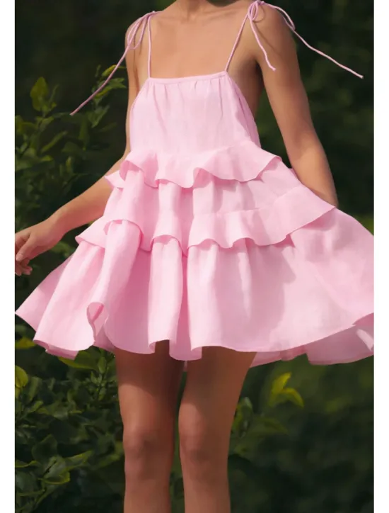 New Women's Mini Dress White Dress Graduation Dress Slip Dress Fashion Outdoor Birthday Graduation Regular Fit Plain Sleeveless Spaghetti Strap White Pink Blue Summer Women White Dresses
