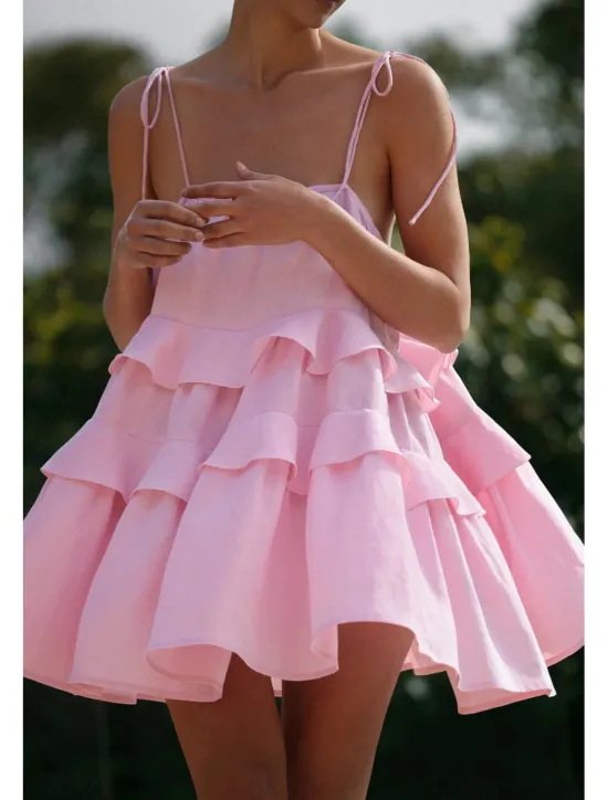 New Women's Mini Dress White Dress Graduation Dress Slip Dress Fashion Outdoor Birthday Graduation Regular Fit Plain Sleeveless Spaghetti Strap White Pink Blue Summer Women White Dresses