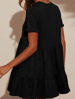 New Women's Mini Dress White Dress Casual Dress Summer Dress Stylish Casual Vacation Daily Date Regular Fit Plain Short Sleeve Crew Neck Black White Red Apricot Summer Women White Dresses