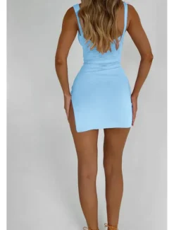 Sale Women's Mini Dress White Dress Graduation Dress Lace Dress Slip Dress Fashion Modern Birthday Graduation Date Regular Fit Plain Sleeveless Spaghetti Strap Light Yellow White Light Blue Summer Women White Dresses