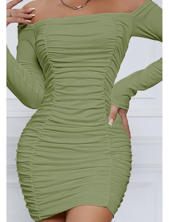 Sale Women's Mini Dress White Dress Graduation Dress Bodycon Fashion Modern Vacation Birthday Graduation Regular Fit Plain Long Sleeve Off Shoulder Black White Wine Red Summer Women White Dresses