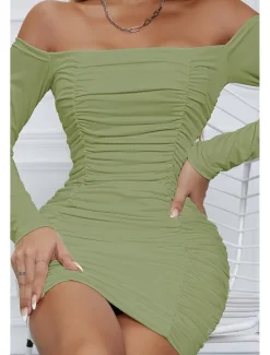 Sale Women's Mini Dress White Dress Graduation Dress Bodycon Fashion Modern Vacation Birthday Graduation Regular Fit Plain Long Sleeve Off Shoulder Black White Wine Red Summer Women White Dresses