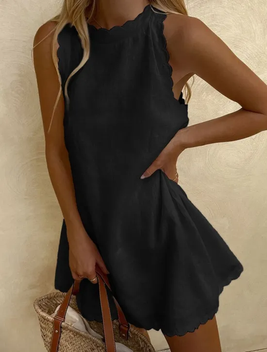 Hot Women's Mini Dress White Dress Graduation Dress Cotton Linen Dress Sundress Basic Casual Vacation Daily Date Regular Fit Plain Sleeveless Crew Neck Black White Pink Blue Summer Spring Women White Dresses