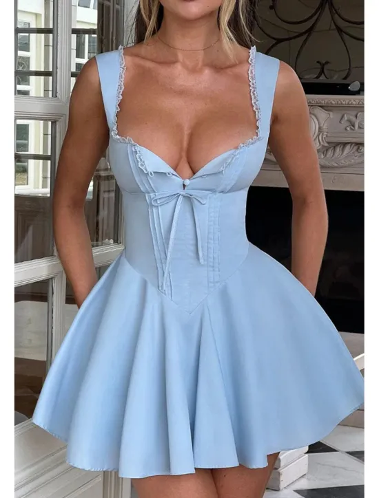 Outlet Women's Mini Dress White Dress Graduation Dress Slip Dress Fashion Birthday Graduation Date Regular Fit Plain Sleeveless Spaghetti Strap Black White Yellow Blue Summer Women White Dresses
