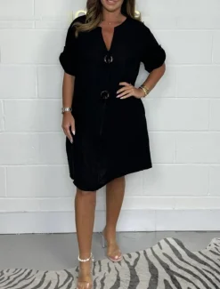 Best Women's Mini Dress White Dress Shirt Dress Casual Dress Cotton Linen Dress Basic Casual Loose Fit Graphic Half Sleeve V Neck Black White Red Gray Summer Women Shirts