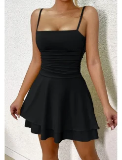 Clearance Women's Mini Dress White Dress Graduation Dress Slip Dress Fashion Birthday Graduation Date Regular Fit Plain Sleeveless Spaghetti Strap Black White Yellow Red Summer Women White Dresses
