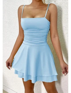 Clearance Women's Mini Dress White Dress Graduation Dress Slip Dress Fashion Birthday Graduation Date Regular Fit Plain Sleeveless Spaghetti Strap Black White Yellow Red Summer Women White Dresses