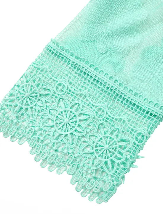 New Women's Mini Dress White Dress Graduation Dress Lace Dress Boho Dress Stylish Basic Modern Vacation Loose Fit Pure Color Half Sleeve Crew Neck Black White Green Light Blue Summer Spring Women White Dresses