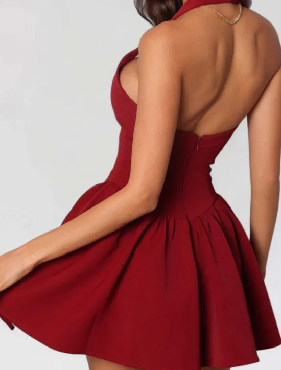 Outlet Women's Mini Dress White Dress Graduation Dress Party Dress Cocktail Dress Fashion Party Date Tea Party Regular Fit Plain Sleeveless Halter Neck Black White Wine Summer Women White Dresses