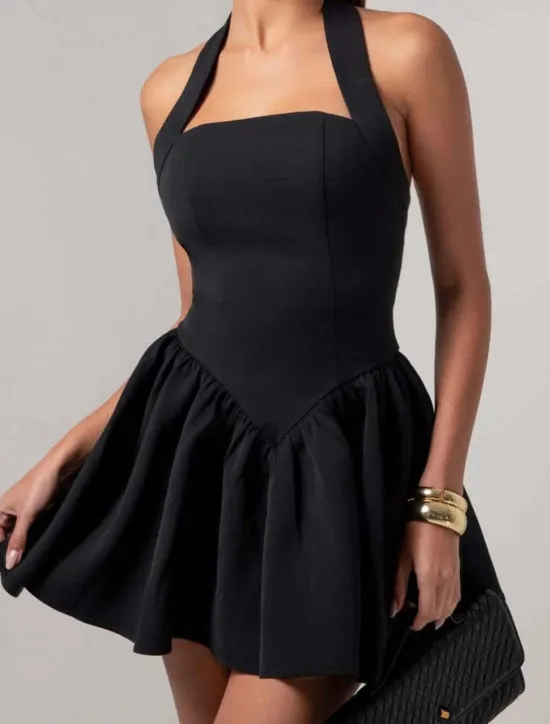 Outlet Women's Mini Dress White Dress Graduation Dress Party Dress Cocktail Dress Fashion Party Date Tea Party Regular Fit Plain Sleeveless Halter Neck Black White Wine Summer Women White Dresses