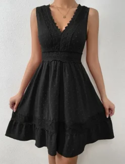 Hot Women's Mini Dress White Dress Graduation Dress Casual Dress Tank Dress Basic Casual Vacation Daily Regular Fit Plain Sleeveless V Neck Black White Summer Women Spring Dresses