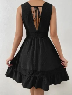 Hot Women's Mini Dress White Dress Graduation Dress Casual Dress Tank Dress Basic Casual Vacation Daily Regular Fit Plain Sleeveless V Neck Black White Summer Women Spring Dresses